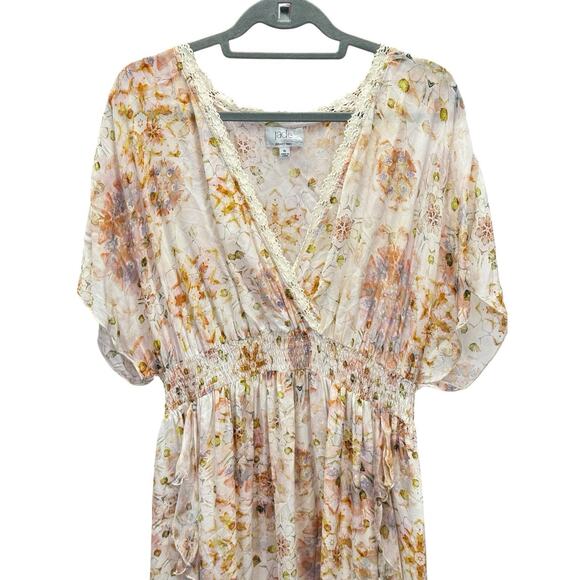 Johnny Was Silk Floral Maxi Dress Boho Kimono Sleeve Flowy Size XL - Picture 8 of 14
